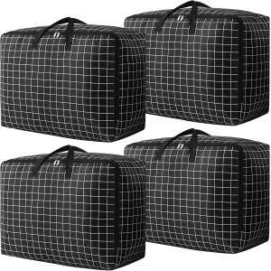 Lot De 4 Grands Sacs De Rangement 105 L, Boîte De Rangement Extra Large Avec Fermetures Éclair Pour Déménagement, Vêtements, Literie, Couettes, Couvertures, Sacs De Déménagement Imperméables - Neuf