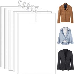 Lot de 5 sacs sous vide pour v&ecirc;tements : 110 x 70 cm Sacs de rangement sous vide &agrave; suspendre pour v&ecirc;tements,costumes,manteaux et vestes (avec crochets) - Neuf