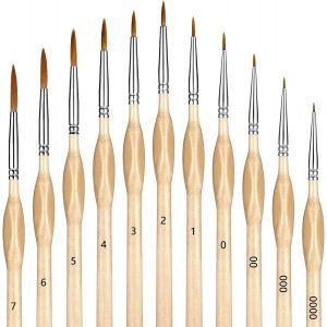 Chenquansarl-Lot De 11 Pinceaux Fins Pour Peinture Acrylique, Aquarelle, Peinture &Agrave; L'huile, Miniature, Dessin Au Trait (Couleur Bois) - Neuf