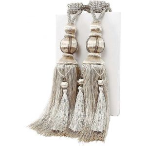 1 Paire De Rideaux Attaches Corde Pompon Rideau Embrasses Retenues De Rideau Corde De Rideau Pour Rideau Grand Et Lourd,Beige - Neuf