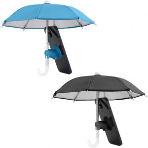 2pcs Parapluie De Téléphone Portable, Parapluie De Téléphone Pour Le Soleil Joli Parapluie De Téléphone Avec Ventouse En Forme De Cochon Parapluie De Téléphone Pour Pare-Soleil (Bleu Et Noir) - Neuf