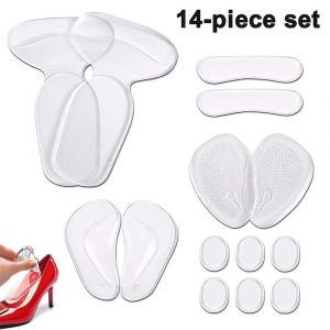 Ensemble De 14 Semelles Et Prot&egrave;ge-Talons En Silicone Transparent Pour Chaussures - Neuf