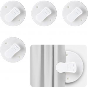 KALANKA-Lot de 4 Clips de Rideau de Douche 5 cm - Protection Anti-&Eacute;claboussures, Auto-Adh&eacute;sifs, Pinces Coupe-Vent Blanches pour Maintenir le Rideau - Neuf