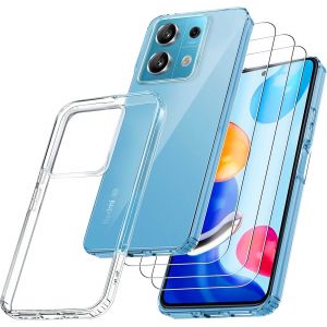 Kal-Coque Pour Xiaomi Redmi Note 13 5g, Avec 3 Films De Verre Trempé Armor, Ne Jaunissant Jamais Norme Militaire, Résistante Aux Chocs Et Aux Rayures Coque De Protection Transparent - Neuf