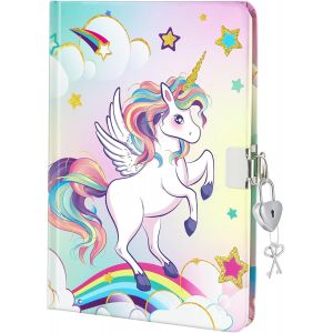 Eryi-Licorne Journal Intime Fille - Carnet Secret Fille À Paillettes Cadeau Pour Fille Enfants École Voyage Carnet De Note Couverture Rigide A5 Ligné Cahiers Écriture Dessin Blocs Notes Avec Serrure - Neuf