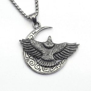 Lune Volant Aigle Pendentif Collier Commerce Extérieur Européen Et Américain Tendance Personnalité Des Hommes Et Des Femmes Cadeau Mode Titane Acier - Neuf