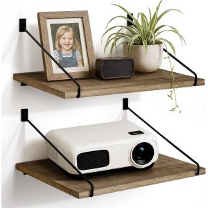 Etagere Murale Bois - 40x30 cm Larges &eacute;tag&egrave;res suspendues - &Eacute;tag&egrave;res flottantes rustiques pour Cuisine, Salle de Bain, Chambre &agrave; Coucher, Salon, Couloir, Lot de 2 - Neuf