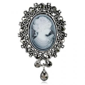 Broche Cam&eacute;e Victorienne En Argent Antique, Bijou De Jeune Fille Style Vintage Pour Femme - Neuf