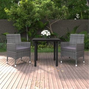 Prolenta Premium - Ensemble &Agrave; Manger De Jardin Coussins 3 Pcs R&eacute;sine Tress&eacute;e Verre - Neuf