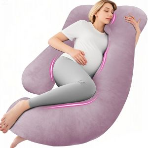 Ulteronixshop-Coussin de Grossesse, en forme de J, pour dormir sur le c&ocirc;t&eacute; avec housse en J, grand coussin d'allaitement, pour femmes et personnes dormant sur le c&ocirc;t&eacute;, Rose - Neuf