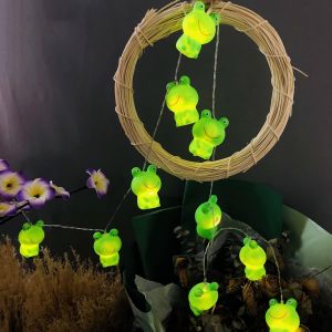 Kal-Jolie Guirlande Lumineuse En Forme De Grenouille - Veilleuse À Piles Pour Halloween, Noël, Thanksgiving, Fête À La Maison, Décoration De Chambre D'enfant (1,65 M/10 Led, Roi Grenouille) - Neuf