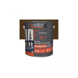 Peinture laque Brillante pour le fer antirouille 2,5 L - Brun noyer - ADD111402 - Addict - Neuf