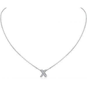 Kales-Collier Lettre Argent Femme Pendentif Initiale En Strass Oxyde De Zirconium Avec Cha&icirc;ne 40+5 Cm Bijoux Collier Choker Ras De Cou Charm Lettres Pour Fille Maman (Bo&icirc;te Cadeau) - Neuf