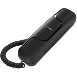 ALCATEL T06 - Téléphone Fixe Filaire - Design Ultra Compact - Fixation Murale - Touche Rappel - Compatible Aides Auditives - Noir - Neuf