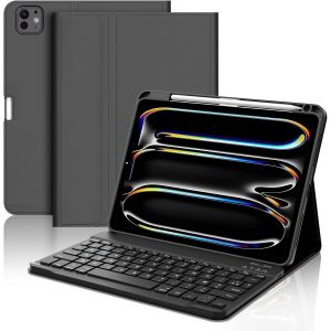 Coque Clavier pour iPad Pro 11 Pouces M4 2024, Détachable Sans Fil Bluetooth AZERTY, Noir - Neuf