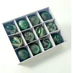 12pcs Boules de No&euml;l Ornements Vert D&eacute;corations d'Arbre de No&euml;l - Neuf