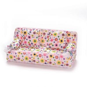 3 Pcs / Ensemble Canap&eacute; Canap&eacute; 2 Coussins Pour Barbies Enfants Maison De Poup&eacute;e Meubles Impression - Neuf