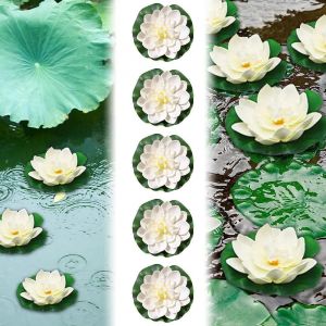 Fleurs Flottantes Lot De 5 Nénuphar Artificiel Blanc Lotus Nymphéas Artificiels Ornement Flottant Fleur De Lotus Mousse Flottante Plantes Pour Piscines,Aquariums,Scènes De Ruisseau - Neuf