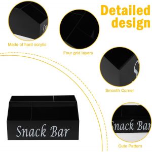 Boîte A Snack,Présentoir De Collation De Comptoir,Distributeur De Snack-Bar En Acrylique 4 Grands Compartiments Pour Trier Et Ranger Pour Le Rangement Des Placards Et Des Buffets 28×21×13cm Noir - Neuf