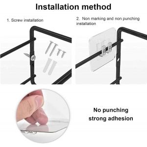 Tianyi-Etagere A Epices Murale 2pcs Rangement Epices Cuisine Mural Etagere A Epices Metal Porte Epices Cuisine Adhesif &Eacute;tag&egrave;re &Agrave; &Eacute;pices Murale Sans Per&ccedil;age Porte-&Eacute;pices Organisateur De Salle De Bain - Neuf