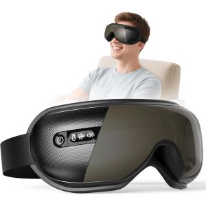 Masque De Massage Oculaire Chauffant Pour Les Migraines, Avec Musique Bluetooth, 4 Modes De Massage Et Design Pliable À 180°. Offrez-Le À Vos Amis, Votre Mère Ou Votre Père. Noir. - Neuf