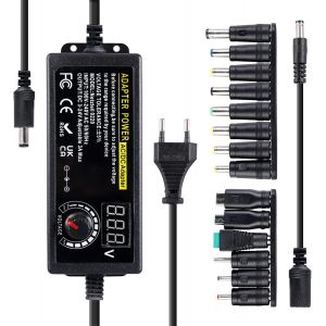 JGD-Adaptateur Secteur Universel 3 V-24 V, Adaptateur d'alimentation R&eacute;glable 72w, Alimentation Universelle, 100 V-240 V AC Chargeur Universel avec 14 Embouts DC pour L'&Eacute;lectronique Domestique - Neuf