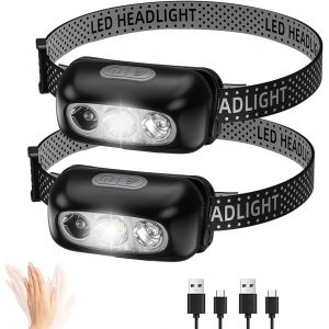 Nsiecd-Liaismi Lot De 2 Lampe Frontale Rechargeable, Lampe Frontale Led Ultra Puissante D&eacute;tecteur De Mouvement, 3 Modes D'&eacute;clairage, &Eacute;tanche Lampes Frontales Pour P&ecirc;che,Camping,Cyclisme,Running - Neuf