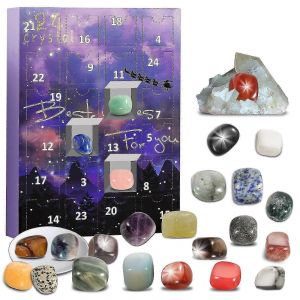 Calendrier de l'Avent 2023 Rocks, 24 jours en cristal naturel d'agate, minéraux et fossiles, calendrier de l'Avent en cristaux, calendrier de Noël, collection Rock Lovers-Un blanc éblouissant - Neuf