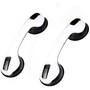 2 pcs Poignée de baignoire de sécurité / poignée / ventouse de douche pour salle de bain + WC (noir) - Neuf