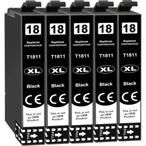 ERYI-Lot De 5 Cartouches D'Encre 18Xl Compatibles Avec Epson Expression Home Xp-322 Xp-412 Xp-305 Xp-312 Xp-215 Xp-225 Xp-325 Xp-205 Xp-415 Xp-422 Xp-405 Xp-425 Xp-315 Xp-425 Noir - Neuf