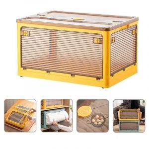 Boîte De Rangement Pliable, Organisateur Transparent De Grande Capacité Avec Roulettes Pour Garde-Robe, Vêtements, Jouets, Livres, Articles Divers, Boîte De Rangement Pour La Maison-Jaune - Neuf