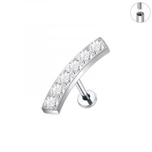3pcs Boucles D'oreilles En Titane F136, Clous D'oreilles À Filetage Intérieur En Zircon, En Alliage De Titane G23, À Fond Plat, Bijoux-6# (G23) -1,2*8 (Tige Filetée Intérieure De 0,9 Mm) - Neuf