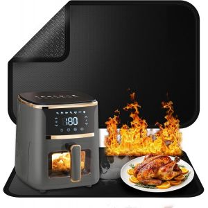 AYUHR-Tapis résistant à la chaleur pour friteuse à air, Tapis anti feu pour comptoir de cuisine, Tapis en silicone ignifuge pour comptoir, protecteur de comptoir (Noir, 60x40cm) - Neuf