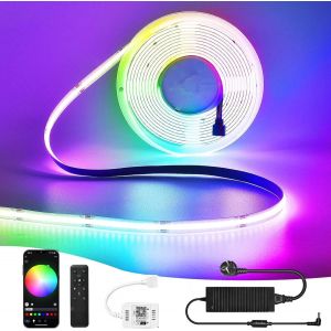 10m Cob Ruban Led,Led Chambre Rgb 576led/M 5760leds 24v, Led Ruban Bande Led Rgb Multicolore Avec Wifi T&eacute;l&eacute;commande,Led Bande Fonctionne Avec Google Home Assistant/Alexa - Neuf