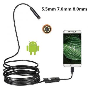 Endoscope USB pour OTG T&eacute;l&eacute;phone Android,ordinateur,boroscope 5,5/7/8 mm inspection cam&eacute;ra serpent &eacute;tanche avec micro-USB,cordon avec 6 lumi&egrave;res LED - Neuf