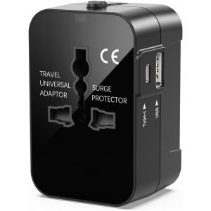 Adaptateur Prise Universelle, Prise Adaptateur Universel de Voyage avec USB&Type C,Adaptateur Voyage Prise Internationale de Voyage Adaptateur Prise Anglaise UK USA Canada Australie Japon vers France - Neuf