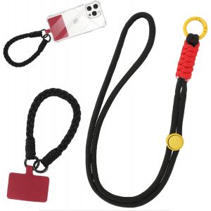 CFUS-Cordon Telephone Portable, Tour de Cou Téléphone Universelle avec Patch, Réglable Amovible en Nylon Chaine Collier Lanière Corde Pendentifs, Bracelet Telephone pour Femmes Filles, Coloré 02 - Neuf