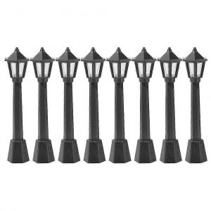 8 Pcs No&euml;l Mini Lampadaire Micro Paysage R&eacute;verb&egrave;re Mod&egrave;le Miniature Village Sentier Lanterne Poste - Neuf