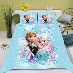 La Reine Des Neiges Parure De Lit, Elsa Parure De Lit, Pour Adolescents, En Microfibre, Impression D, Housse De Couette Et Taie D'oreiller An - Neuf