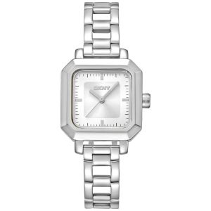 Montre Femme Dkny Urban - Bo&icirc;tier Carr&eacute; Facett&eacute; En Acier Inoxydable Et Cadran Argent&eacute; - Neuf