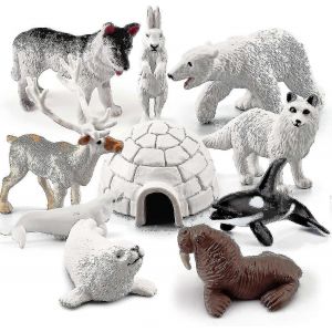 Ensemble de 10 mini-jouets animaux polaires réalistes, figurines en plastique pour enfants - Neuf