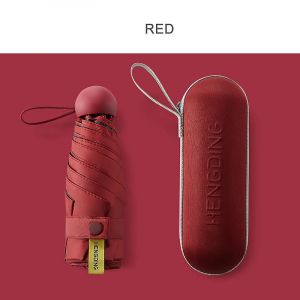 Mini parapluie de poche coupe-vent pour enfants, protection solaire anti-UV (rouge) - Neuf