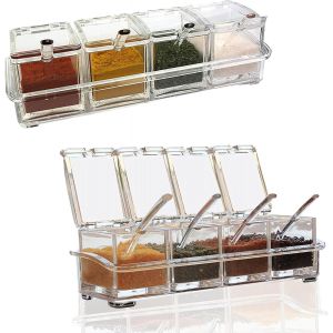 1 Pièce Assaisonnement Boîte De Définir Clairement Les Bouteilles De Sel Épices Pot À Épices Pots De Cuisine-Condiment Pots De Stockage Avec Des Cuillères Pouvez Couvercle Et Cuillère - Neuf