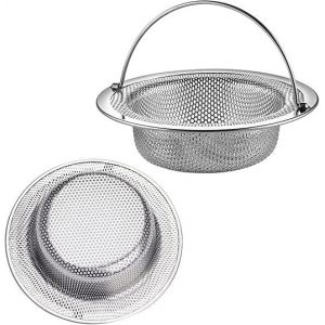 Filtre d'évier de cuisine, 2 pièces avec poignée en acier inoxydable - Neuf