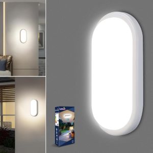 Ulteronixshop-Lampe Detecteur De Mouvement Interieur, 18w 1800lm Plafonnier Led Ovale, 4000k Applique Murale Int&eacute;rieure, Ip54 Plafonnier Salle De Bain, Lampe Exterieur Pour Garage Couloir Cave Balcon - Neuf