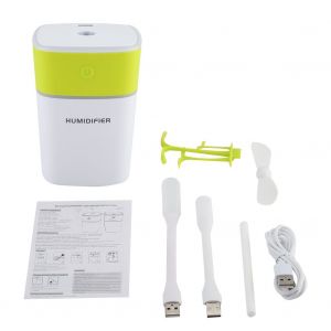 HJLIAN Humidificateur diffuseur USB 4 en 1 pour la maison, le bureau, mini purificateur d'air, batterie externe mobile (jaune) - Neuf