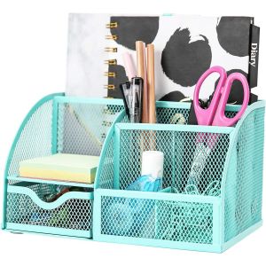 Organisateur de Bureau/Papeterie Organizer/Pot à Stylo/Bureau Ranger/Multifonctions Organisateur EX348 (Turquoise) - Neuf
