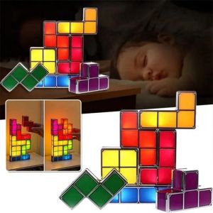 Lampe De Table - Tetris - Led - 7 Couleurs - Design Contemporain - Empilable - Neuf