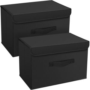 Lot de 3 Boites de Rangement, Rangement de Vetement Pliable, Caisse de Rangement en Tissu avec Couvercles et Poign&iquest;&iquest;es pour, Placard, Chambre &iquest;&iquest; Coucher, Noir - Neuf