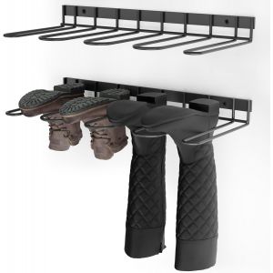 Ulteronixshop-Support Mural pour Bottes en Caoutchouc pour 4 Paires &iquest; Rangement Chaussure Mural en M&eacute;tal Robuste pour Bottes Hautes, Int&eacute;rieur et Ext&eacute;rieur, Support de Bottes de Cowboy pour Vestiaire - Neuf